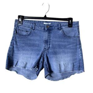 H‎ & M Womens Cut Off Blue Jean Shorts Size 10 Y2K Mid Rise Festival